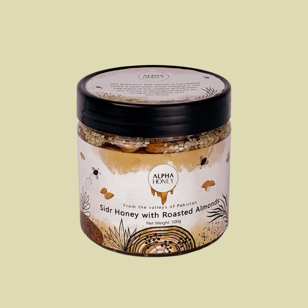 Organic Premium Sidr Honey with Roasted Almonds | 500g