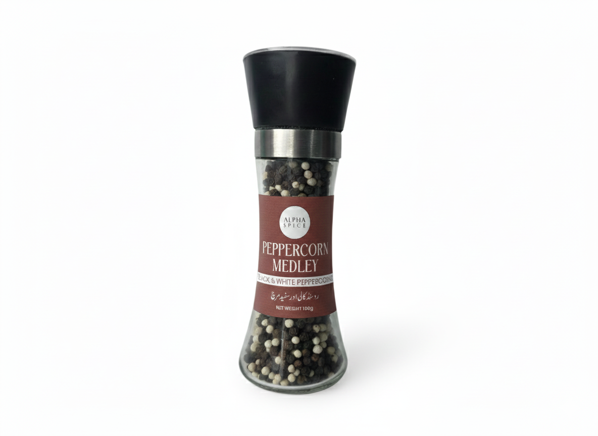 Organic Black & White Peppercorn Grinder – Premium Mixed Pepper Blend | 100g