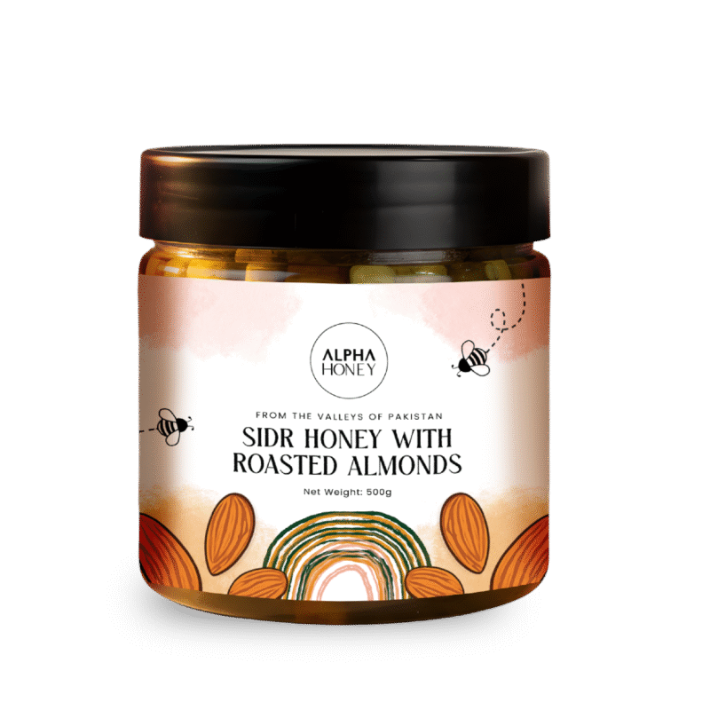 sidr honey with roasted almonds-alphaorganic.pk